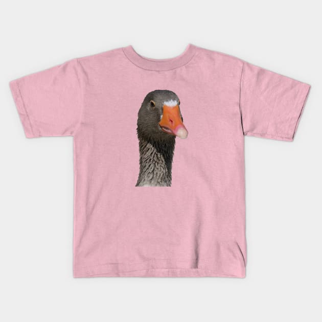 Neck Up Photograph Portrait Of A Geeky Looking Brown Duck Kids T-Shirt by taiche